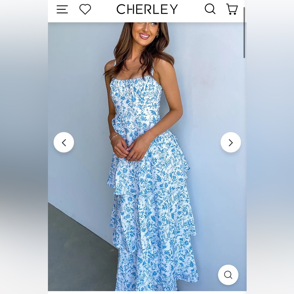 Blue and White Ruffled Tiered Maxi Dress for Weddings